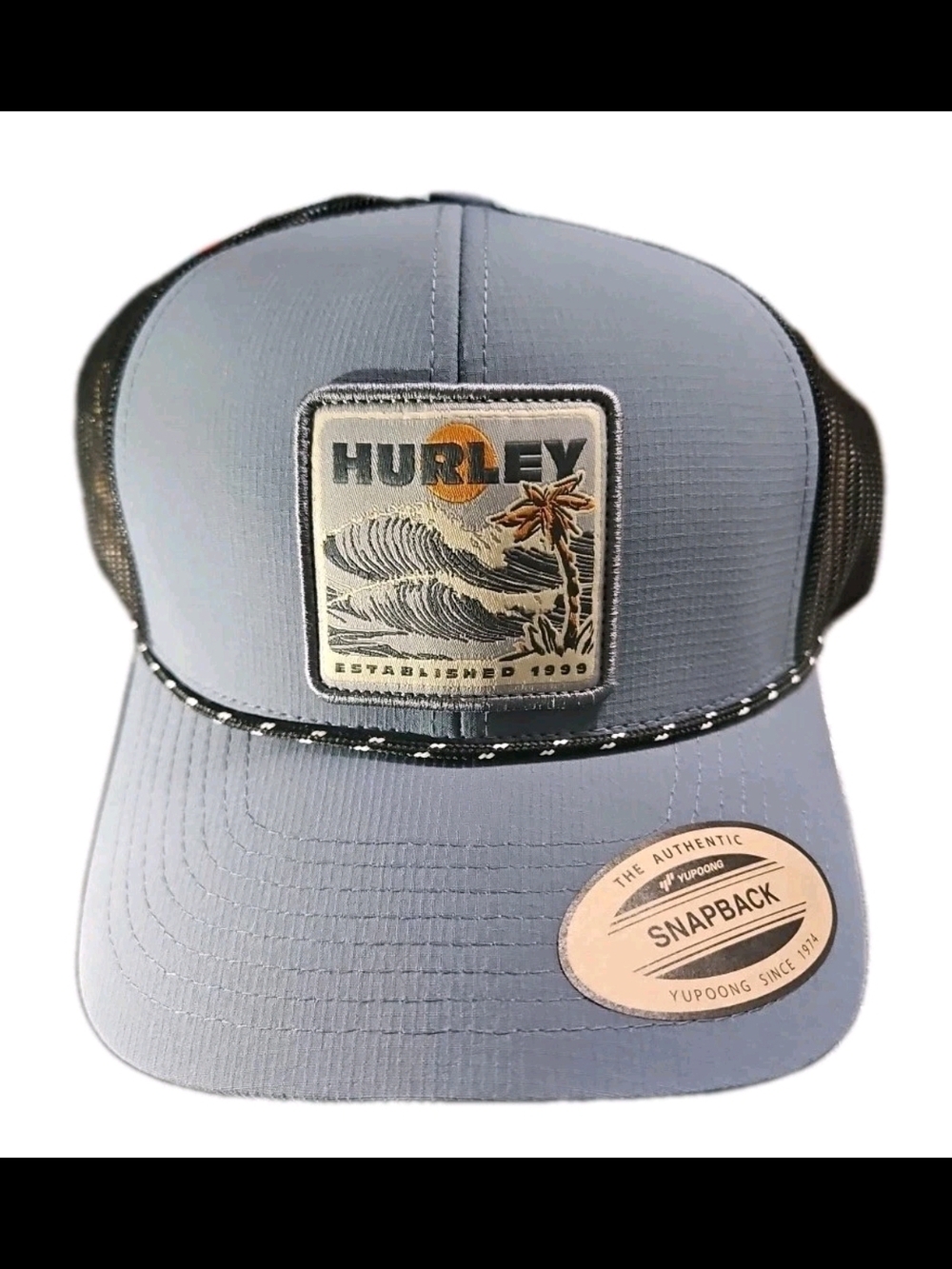 Hurley Established 1999 Trucker Snap Back Hat Light Blue NWT